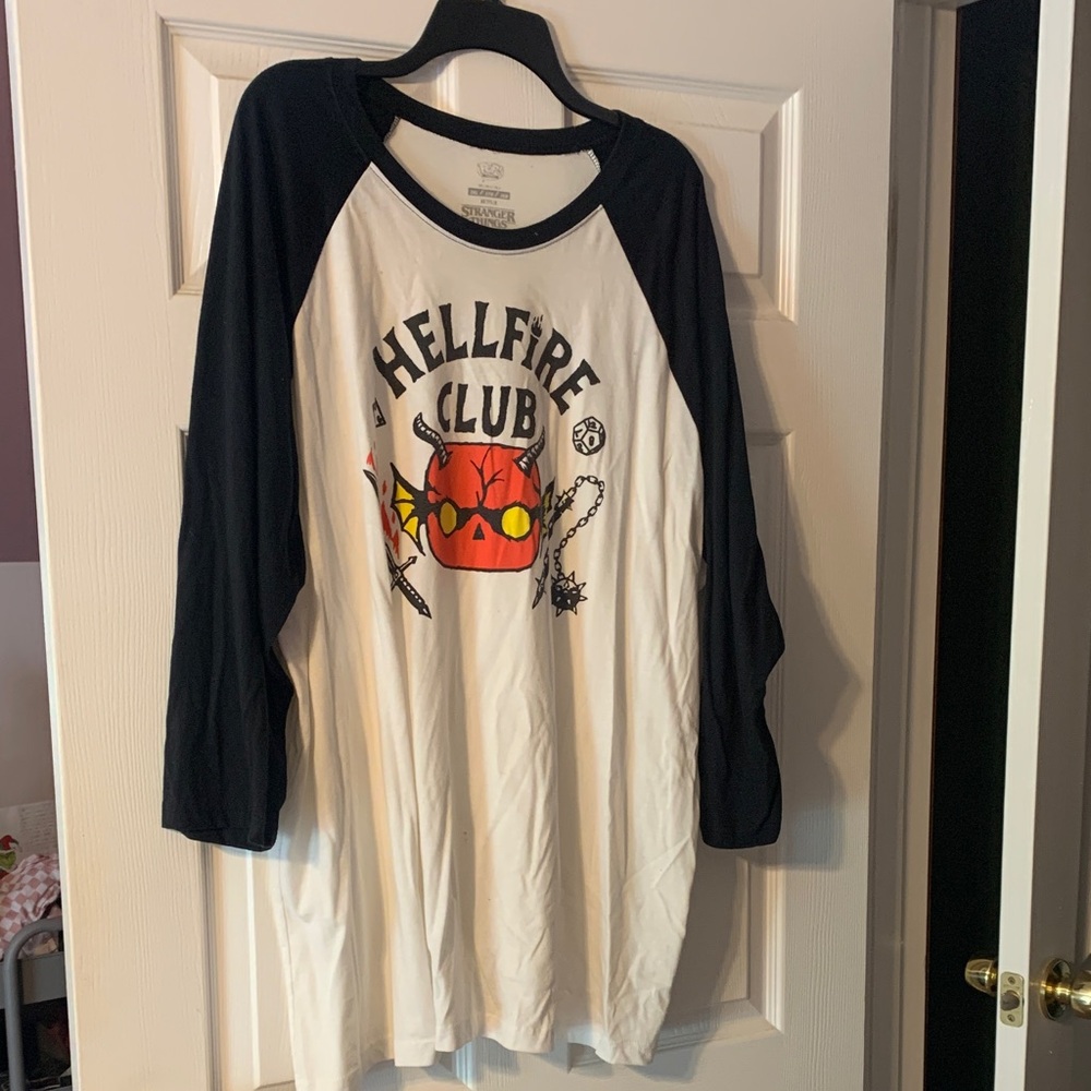 Hellfire Club Raglan Long Sleeve Tee - Black & White